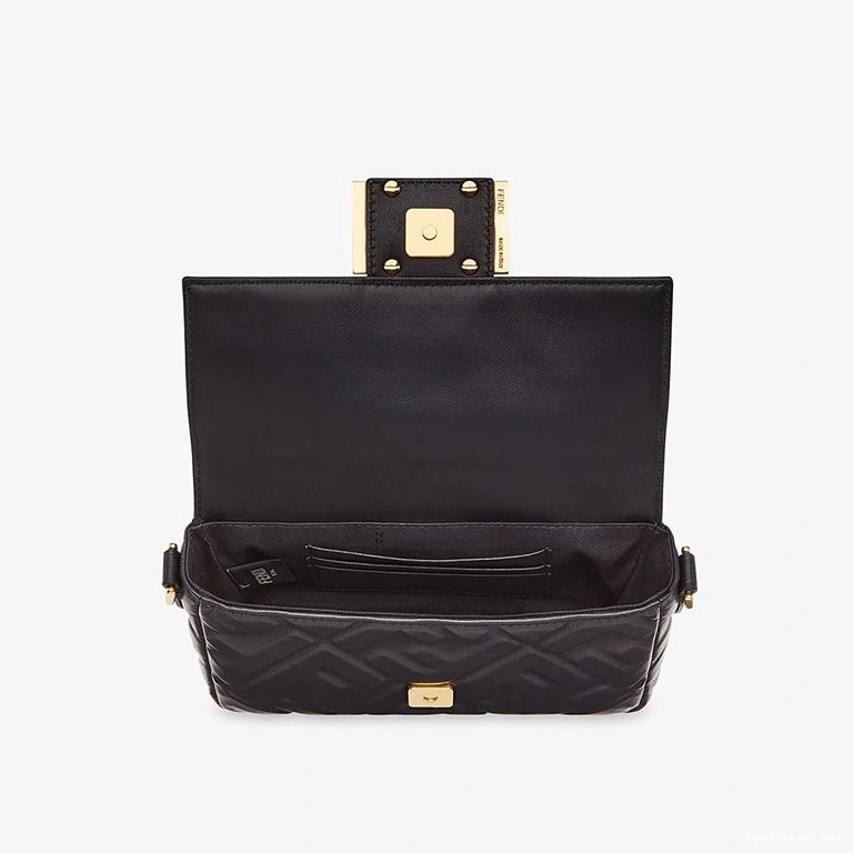 Cheap FF Fendi Mini Bag Baguette Nappa Black Motif In Leather 0806
